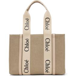 Chloé Woody Medium Shopper Bag Linne - Rosa