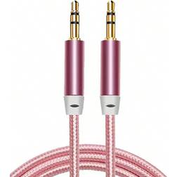 Shein 1pc 3.5mm Braided Audio Cable, Pink