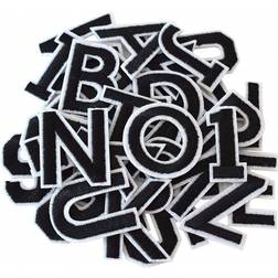 Shein Iron on Letters and Numbers Patches, Black Alphabet Embroidered Patch A-Z, Numbers 0-9 Applique for Clothes, Dress, Hat, Socks, Jeans, DIY Accessories