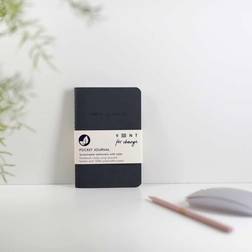 Recycled Leather Plain & Lined Pocket Journal, Charcoal