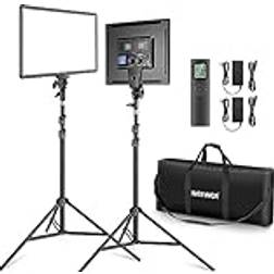 Neewer 18" LED Videolicht Panel Set, Streaming licht mit 2 STK 45W Dimmbar Zweifarbig, mit Fernbedienung & Lichtständer, 3200K-5600K Weiches Videoleuchte CRI 97 4800Lux für YouTube Kamera Fotografie
