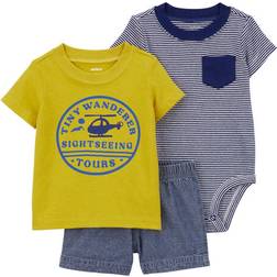 Carter's Baby's Little Short Set 3-piece - Yellow/Navy