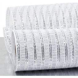 Paper Mart Metallic Laser Eyelash 21 Deco Mesh 21 X 10 Yards White/Silver Roll 1 by Paper Mart