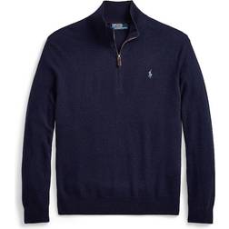 Polo Ralph Lauren Wool Half Zip Jumper with Player Embroidery Navy Blue