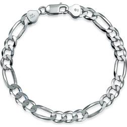 Bling Jewelry Figaro Chain Bracelet 7mm - Silver