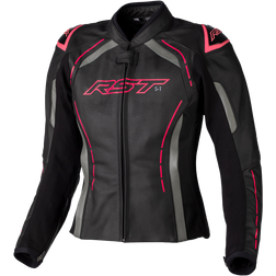 Rst Leather Motorcycle Jacket - Black/Pink Woman