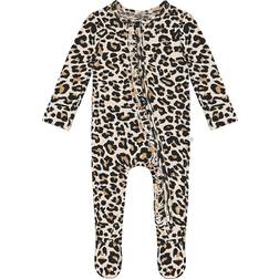 Posh Peanut Footie Ruffled Zippered One Piece - Lana Leopard Tan