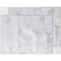 Homescapes Stag Christmas Set 2 Place Mat Silver