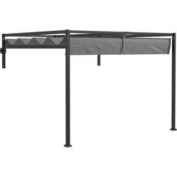 OutSunny 3 4m Wall Mounted Pergola with Retractable Shade Canopy