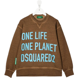 DSquared2 Kid's One Life One Planet Sweatshirt - Chestnut Brown/Light Blue