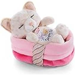 NICI Mjuk Leksakskatt I Korg 12 cm – Sleeping Pets Gosiga Leksakskatter med Leopardtryck för Flickor, Pojkar och Bebisar – Fluffigt Gosedjur Att Kela, Leka & Sova Med – Mysiga Plyschdjur