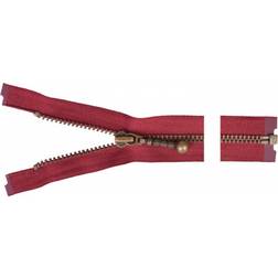 YKK Delbar Dragkedja Blixtlås Antik Mässing 30cm 4mm Bordeaux
