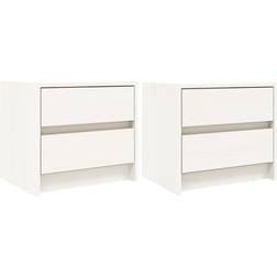 vidaXL Solid Pine Wood White Sängbord 31x40cm 2st