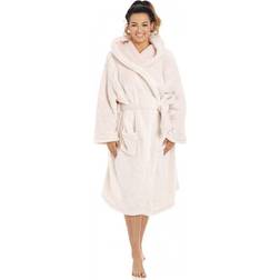 Camille Womens Soft Fleece Pink Hooded Dressing Gown