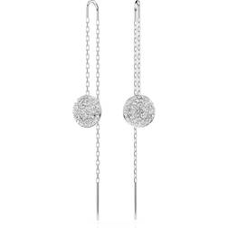 Swarovski Meteora drop earrings, White, Rhodium plated