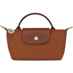 Longchamp Le Pliage Green Pouch with Handle - Cognac