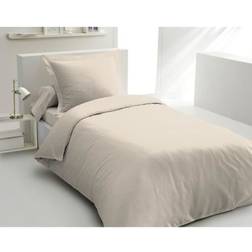 Parure Lovely Home 140x200 cm - 100% Coton - Beige Creme Housse de couette Beige (200x140cm)