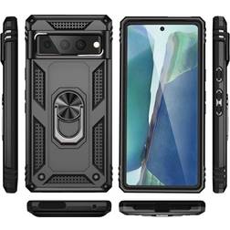 MTK Google Pixel 7 Pro Hybrid skal med Finger Ring & Metall Plåt Svart