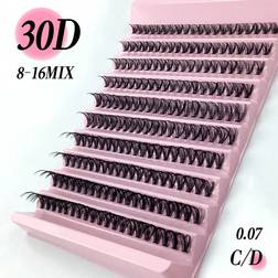 Shein Thick, Curled, Soft & Natural 30d Personalized Eyelash Extensions, 8-16mm Mixed Length, 0.07mm In C/d Curl, Ultra-light Volume False Lashes, 10 Trays