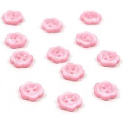 Hemline Pink Basic Flower Button 12 Pack