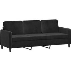vidaXL 3-Sitssoffa Svart 180 cm Sammet Soffa 3-sits