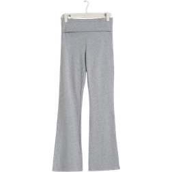 Gina Tricot Soft Touch Folded Trousers - Gray Melange