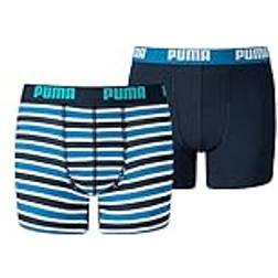 Puma Basic Boxer Printed Strip - Blue, 134-140 2er Pack
