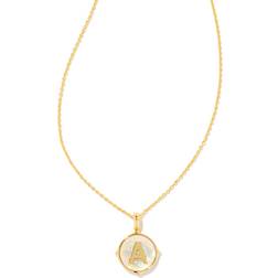 Kendra Scott Letter A to Z Disc Reversible Pendant Necklace - Gold/Iridescent Abalone