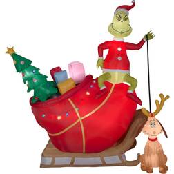 Gemmy Airblown Inflatable Grinch and Max in Sleigh Colossal Scene Dr. Seuss Multicolour Decoration 144.1"