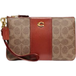 Coach Small Wristlet In Signature Canvas - Brass/Tan/Rust