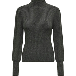 Only High Neck Knitted Sweater - Grey/Dark Gray Melange