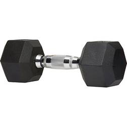 Amazon Basics Amazon Basics Rubber Encased Exercise & Fitness Hex Dumbbell, Hand Weight for Strength Training, 15 lbs