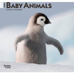 BrownTrout 2024 Baby Animals Mini Wall Calendar