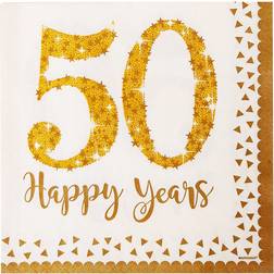 Ginger Ray Golden 50th Anniversary Lunch Napkins Pack Of 16