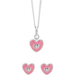 The Fine Collective The Love Jewellery Set - Silver/Pink/Transparent