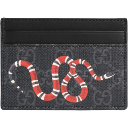 Gucci Kingsnake Print GG Supreme Card Case - Black/Grey