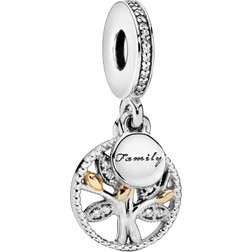 Pandora Sparkling Family Tree Dangle Charm - Silver/Gold/Transparent