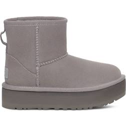 UGG Youths Classic Mini Platform Boots Smoke Plume Colour: Grey