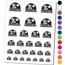 Sniggle Sloth Mexico Destination Tropical Sunset with Palm Trees Temporary Tattoo Set