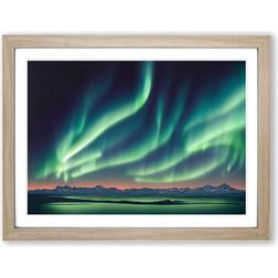 Joyous Aurora Borealis Oak Framed Art 46x34cm