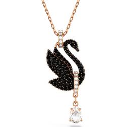 Swarovski Uld Kvinders Vedhæng Svane Sort Rosaguld Legierungsschicht - Lyserød
