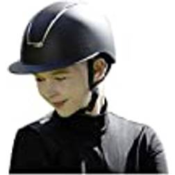 HKM Lady Shield Wide Peak Riding Hat - Black/Silver