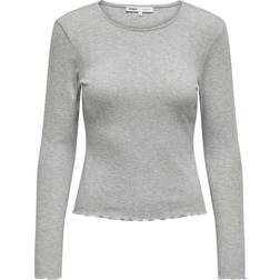 Only Carlotta Long Sleeve Round Neck Top - Grey