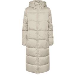 Pieces Bee Midi Longline Hooded Padded Puffer Coat - Cream