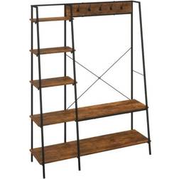 Homcom Coat Stand Brown Shoe Rack 117x169cm