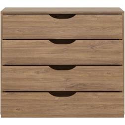 Furniture To Go Monaco Oak Effect And Black Chest of Drawer 89x74.4cm