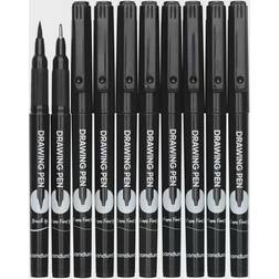 Panduro Hobby Felt Tip Fineliners Black Pens 10-pack