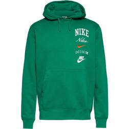 Nike Club Fleece Men's Pullover Hoodie - Malachite/Safety Orange