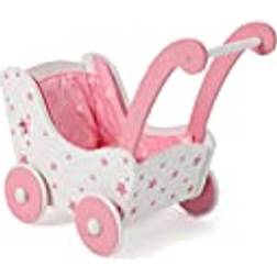 Bayer Bayer Chic 2000 Dockvagn av trä trädockvagn för dockor upp till en storlek på 54 cm, stjärnor rosa