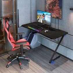 Goplus 43.5-Inch Z-Shape Gaming Desk with LED Lights